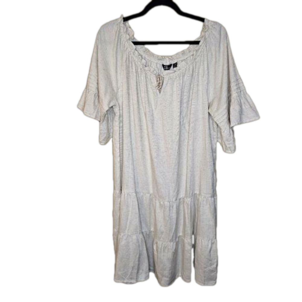 Mlle Gabrielle Natural tiered peasant dress Sizw 1X